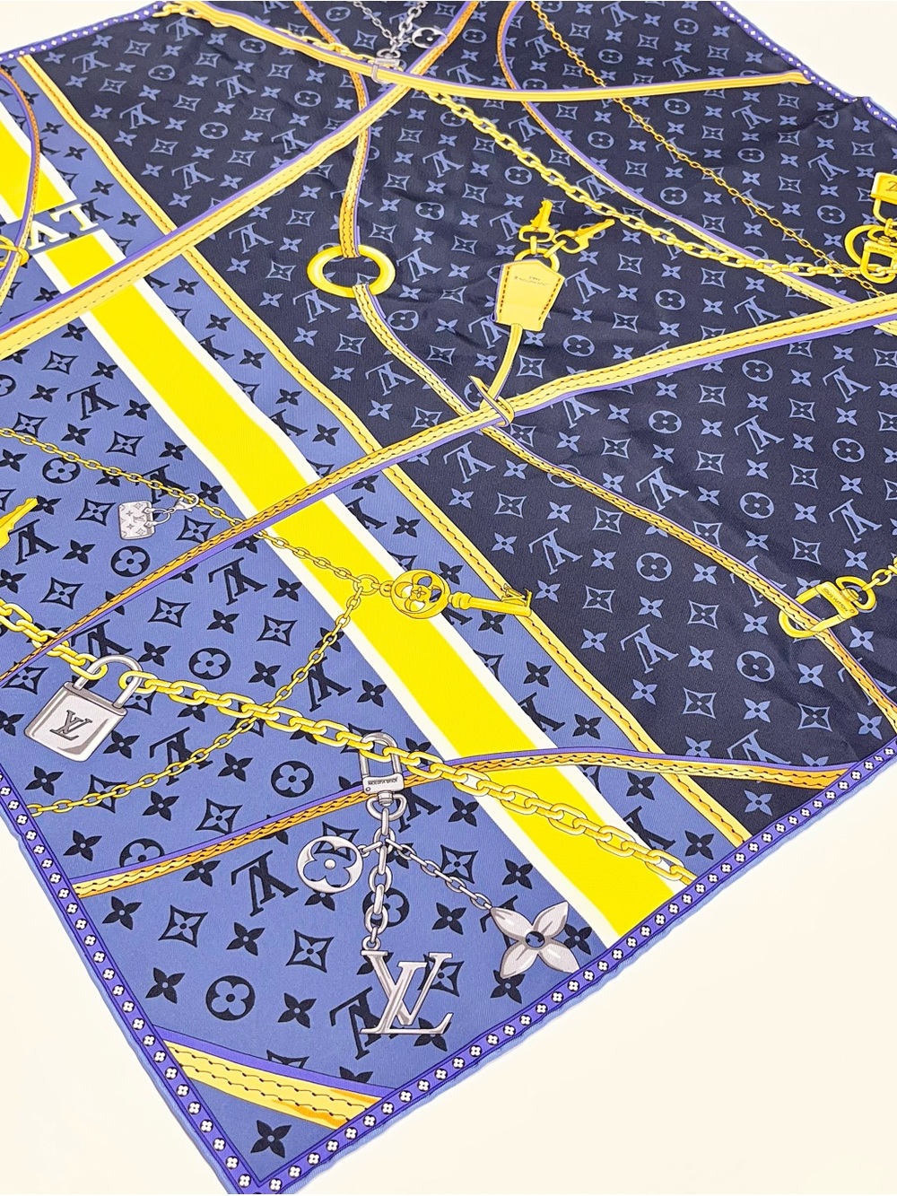 Louis Vuitton Navy & Violet Monogram Silk Scarf
